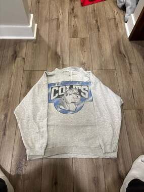 1994 Indianapolis Colts NFL Logo 7 Vintage Crewneck cut neck stains size XL